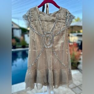 Joyfolie Tulle & Sequin Dress in Taupe Size 4